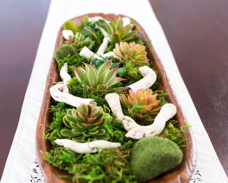 Faux succulent dough bowl