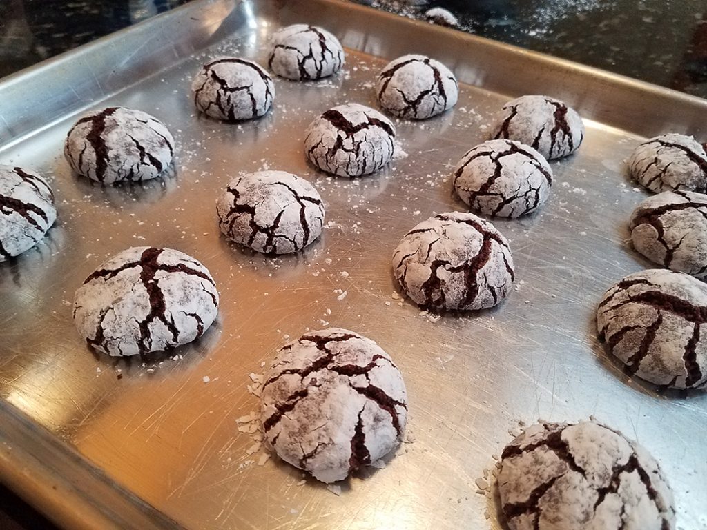 Cookies n' Creme Chocolate Crinkle Cookies After They are Baked