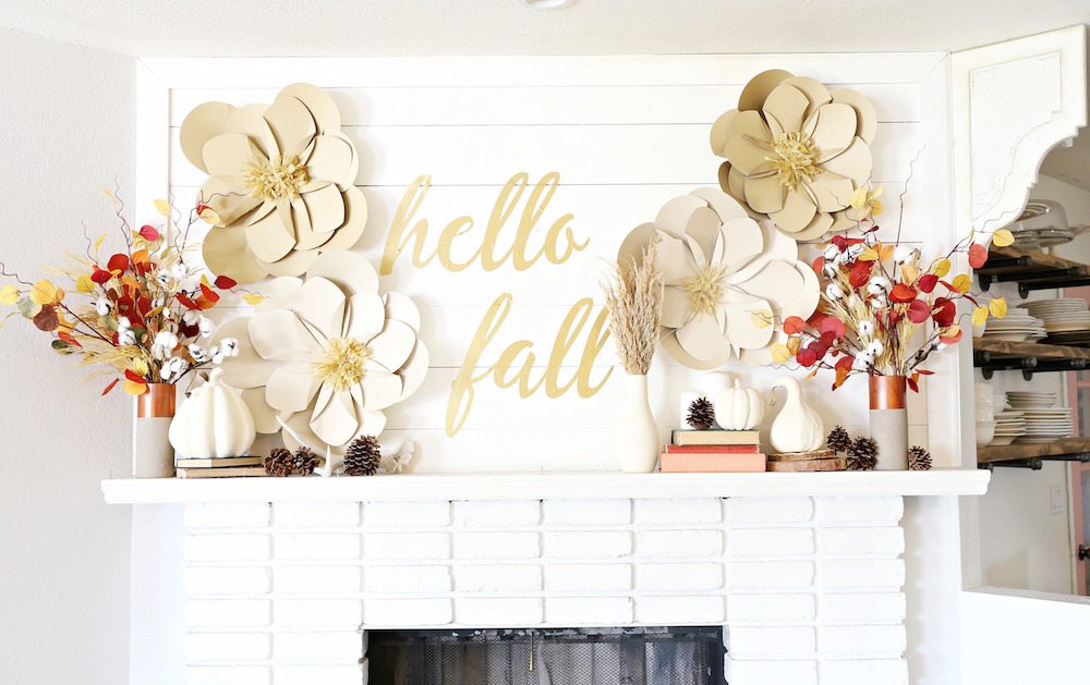 DIY Fall Mantel using Spray Painted Decor