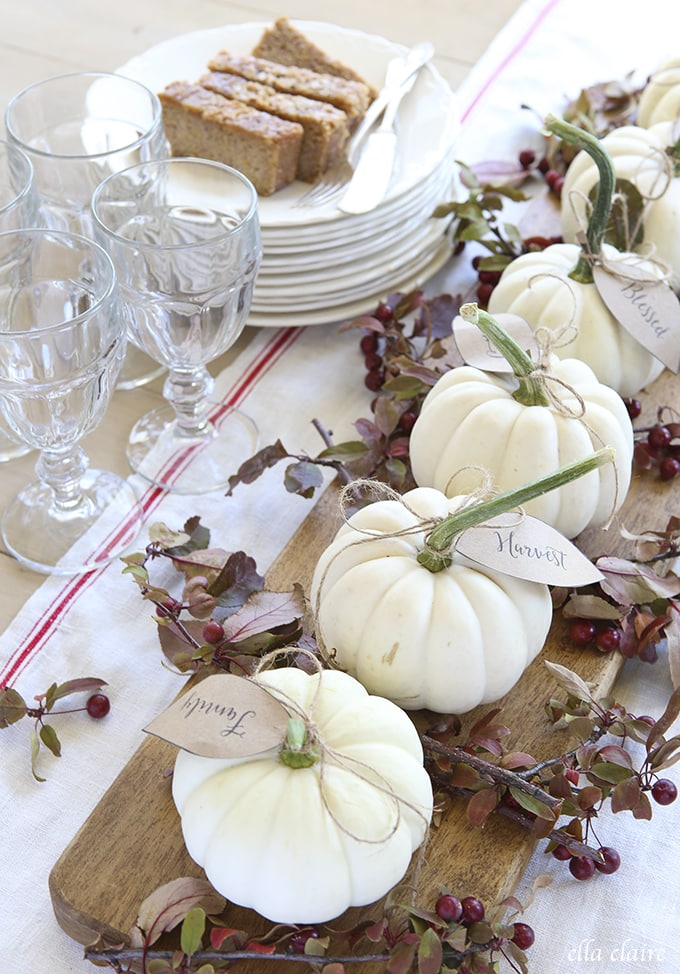 Thanksgiving tablescape pumpkin centerpiece