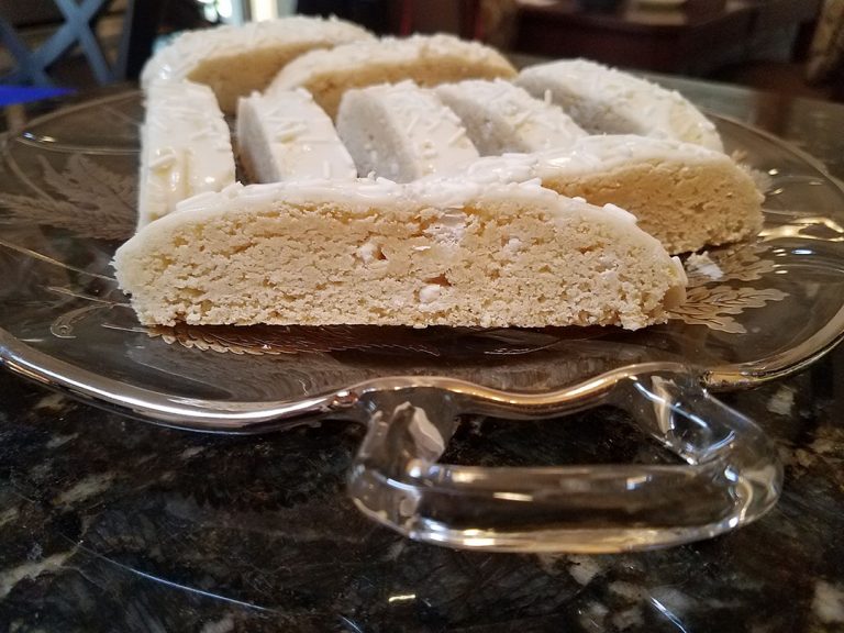 Limoncello Sponge Biscotti with White Chocolate Bits