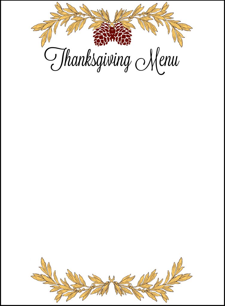 thanksgiving printable menu