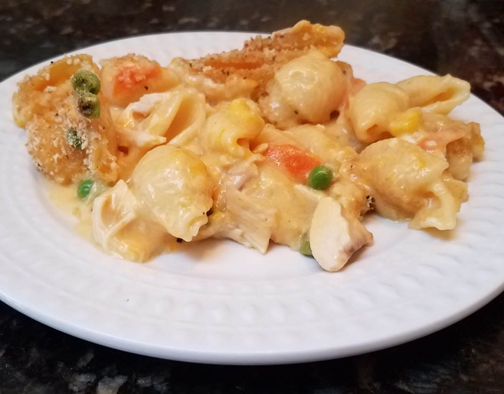 Cheesy Chicken Casserole With Peas and Carrots