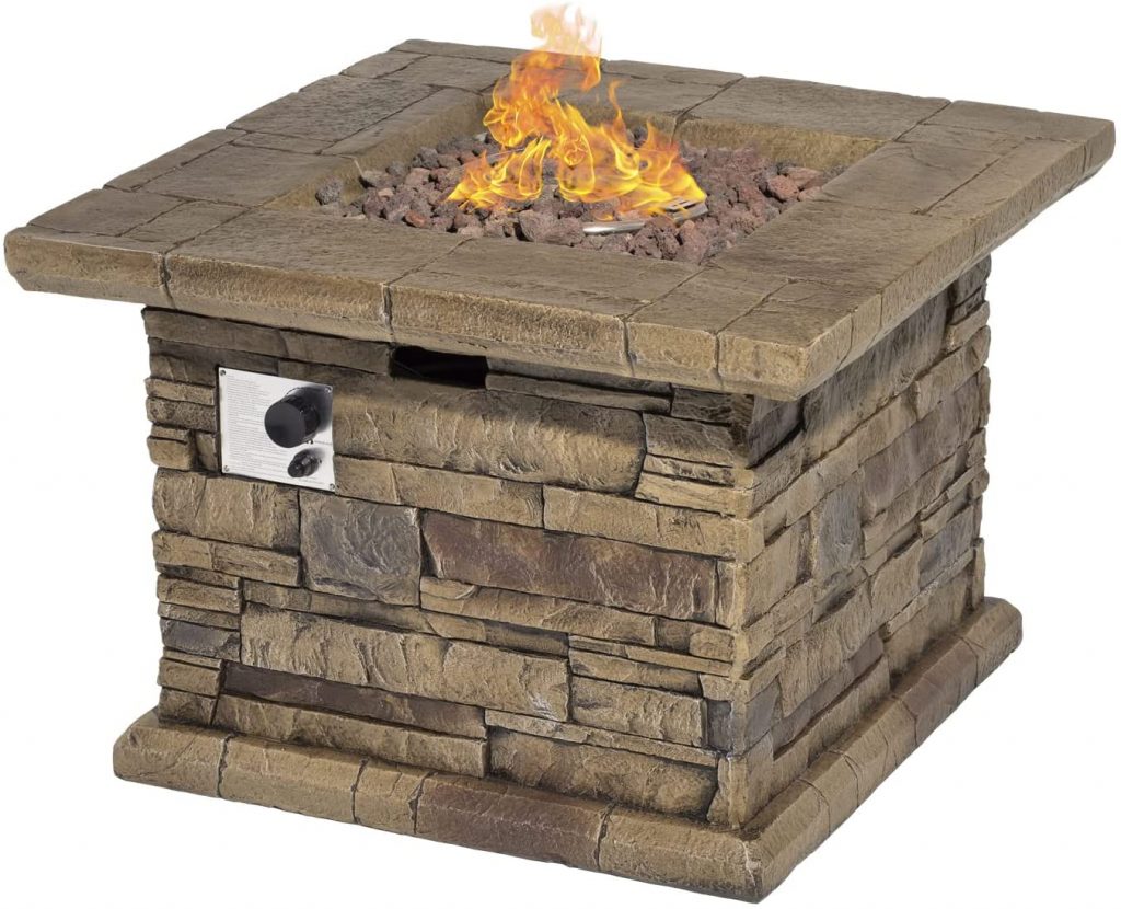 square stone fire pit ideas