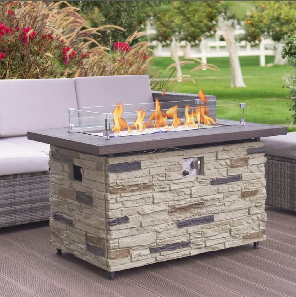 faux stone fire pit table ideas