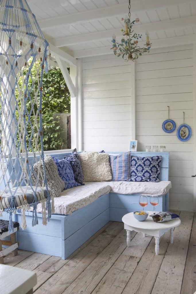 boho outdoor living space porch