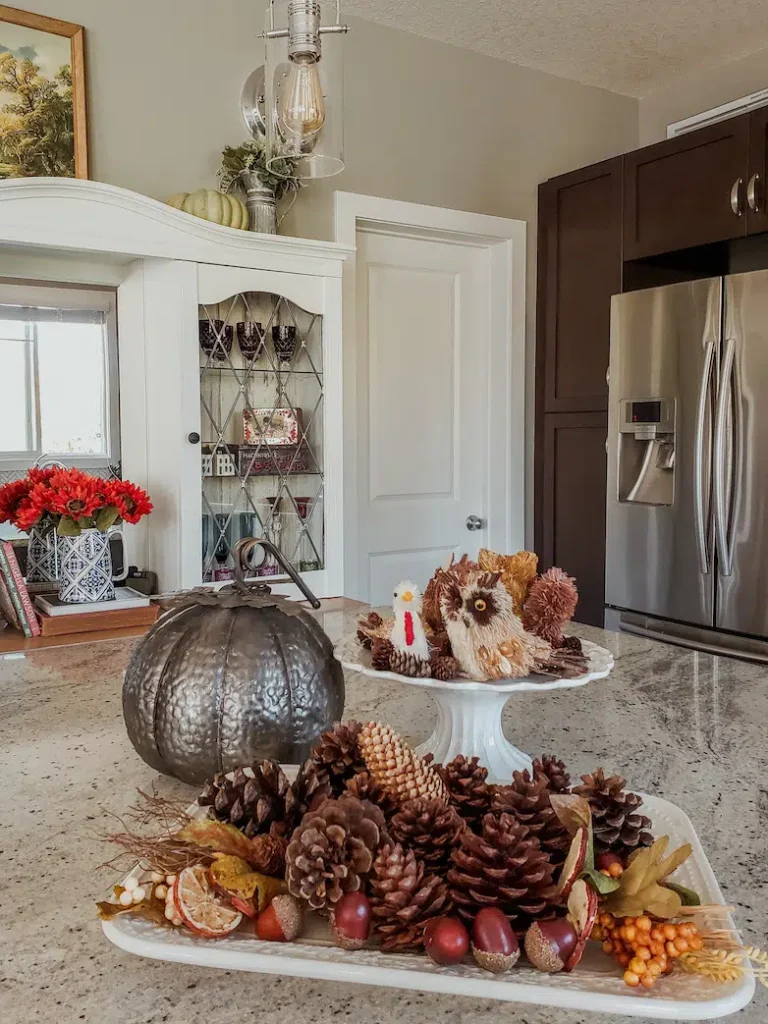 Fall Kitchen Vignette on island