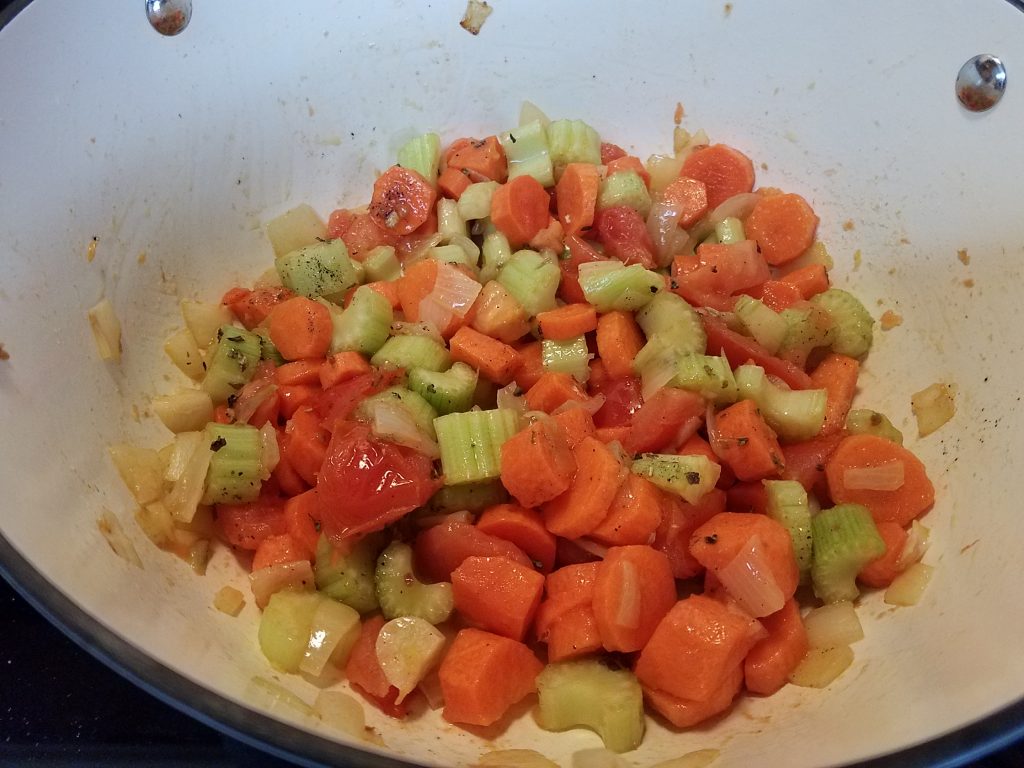 sautéed carrots celery, onion and tomato for osso buco recipe