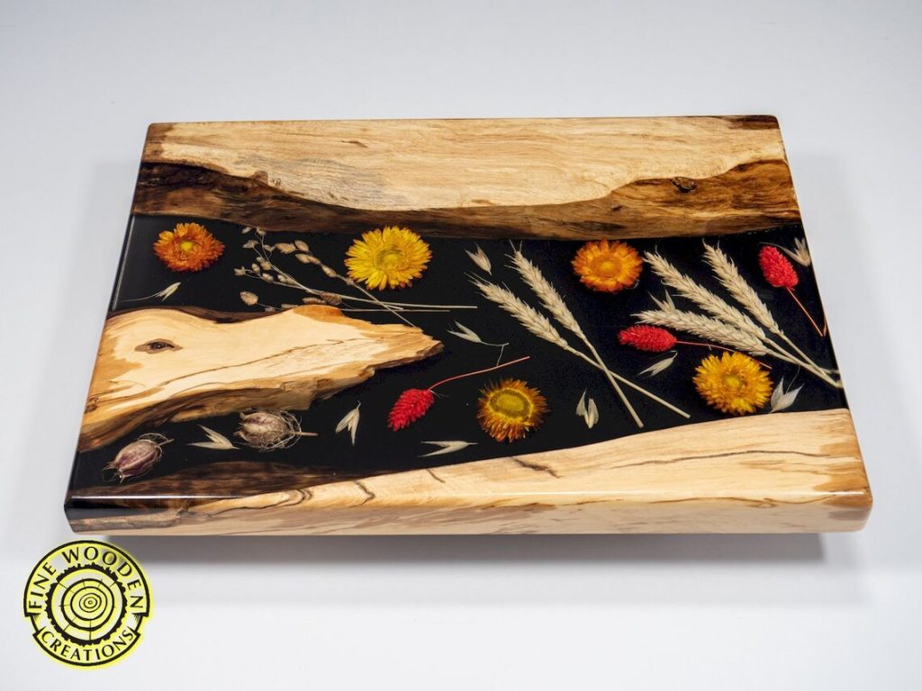 charcuterie board with inlaid design