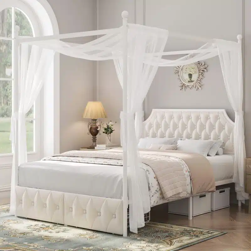 UpholsteredMetalCanopyStorageBed 1