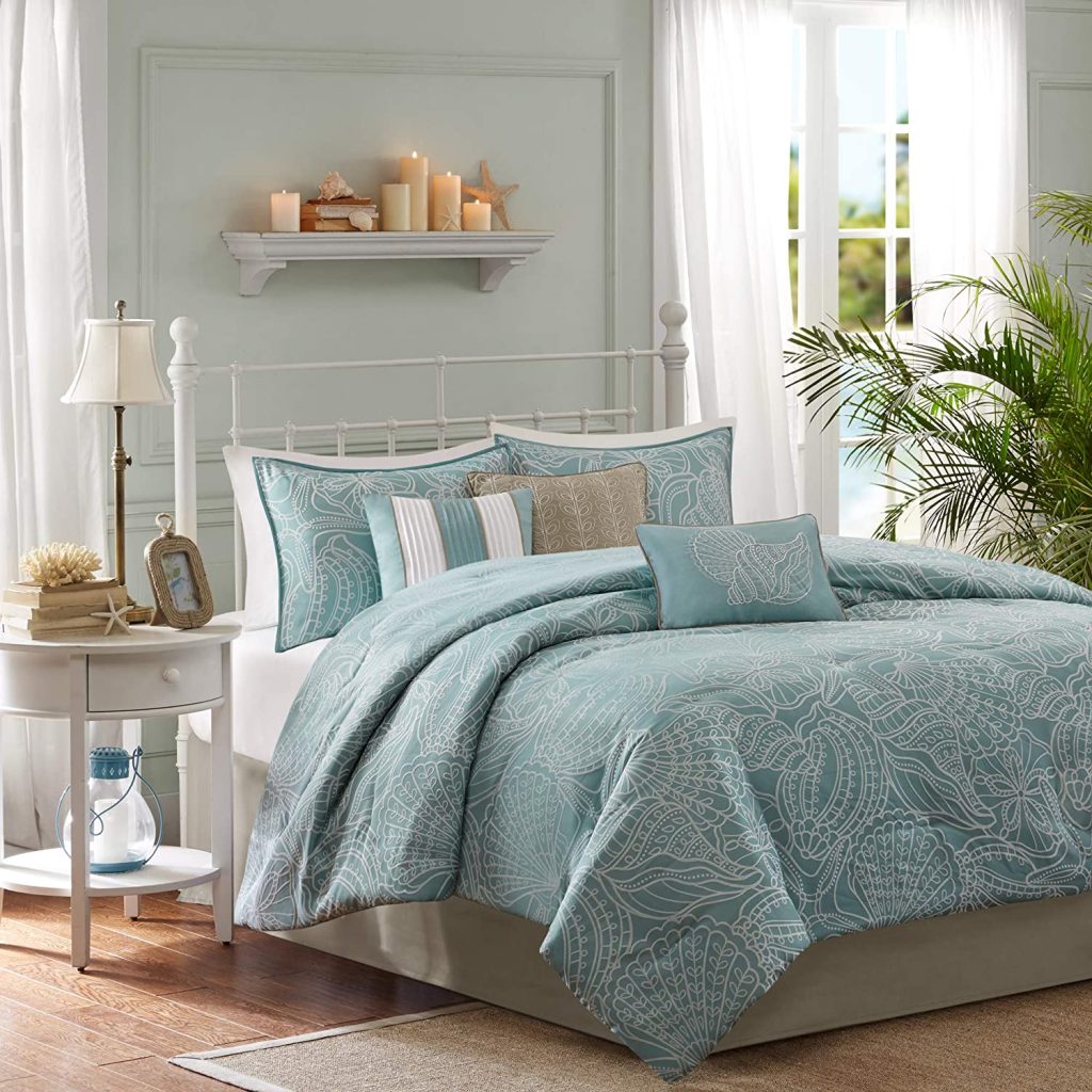 Coastal Bedroom Bedding set in sea foam teal