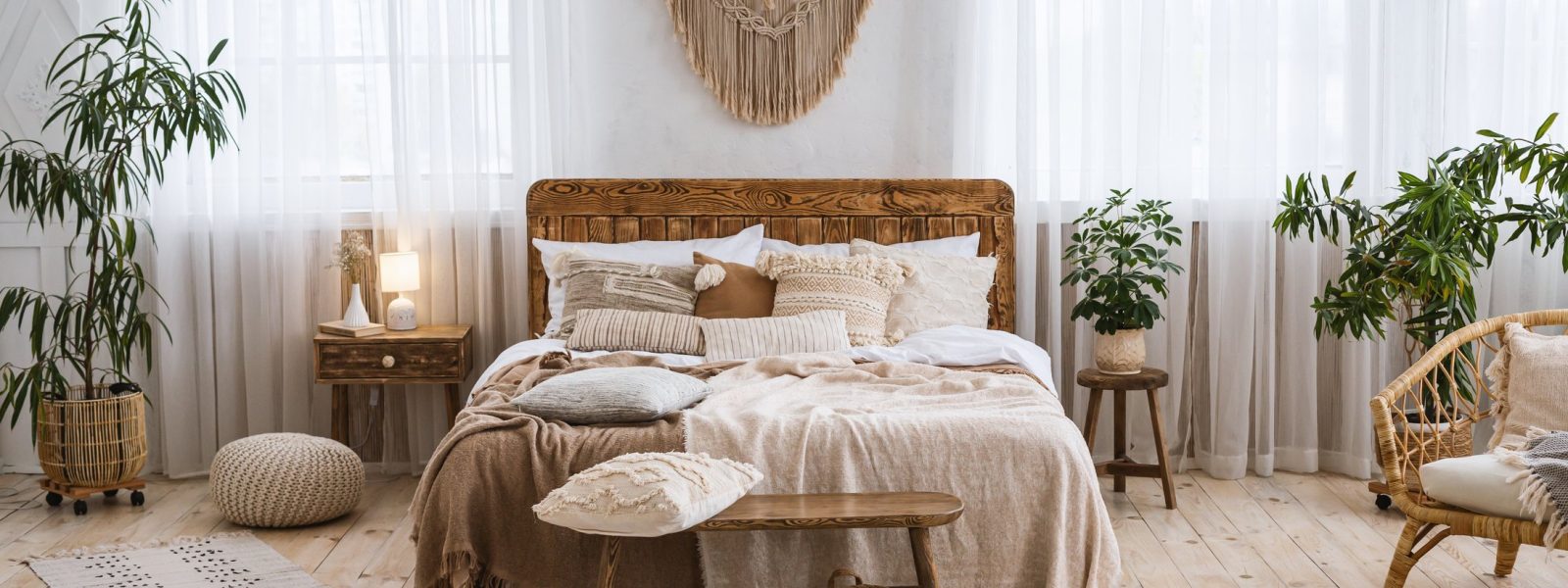 Modern Boho Pillows and Poufs for Your Bedroom