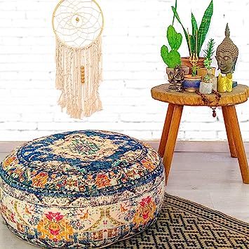 Modern Boho Bedroom Pillows and Poufs