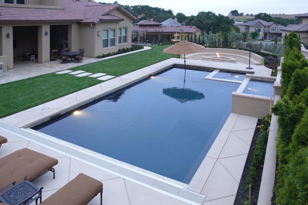 Stone fire pit and pool