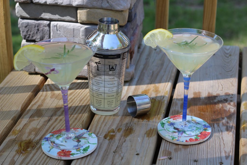 martini shaker and drinks