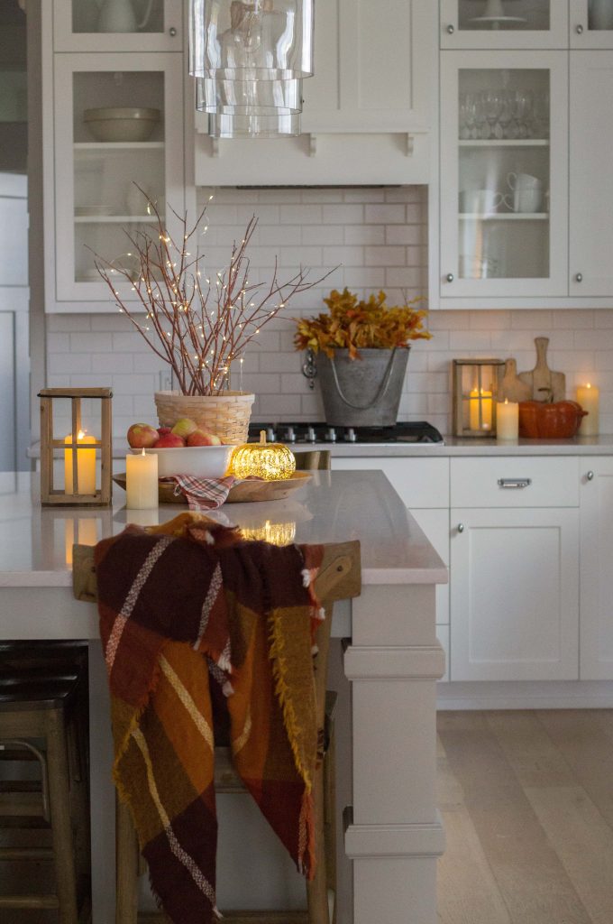 Fall kitchen decor displays for counters and kitchen islands