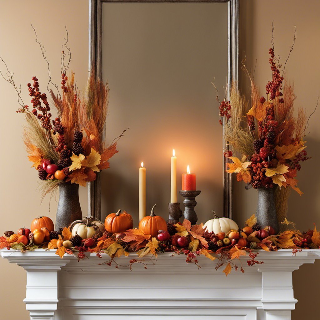 Elegant fall mantel vignette