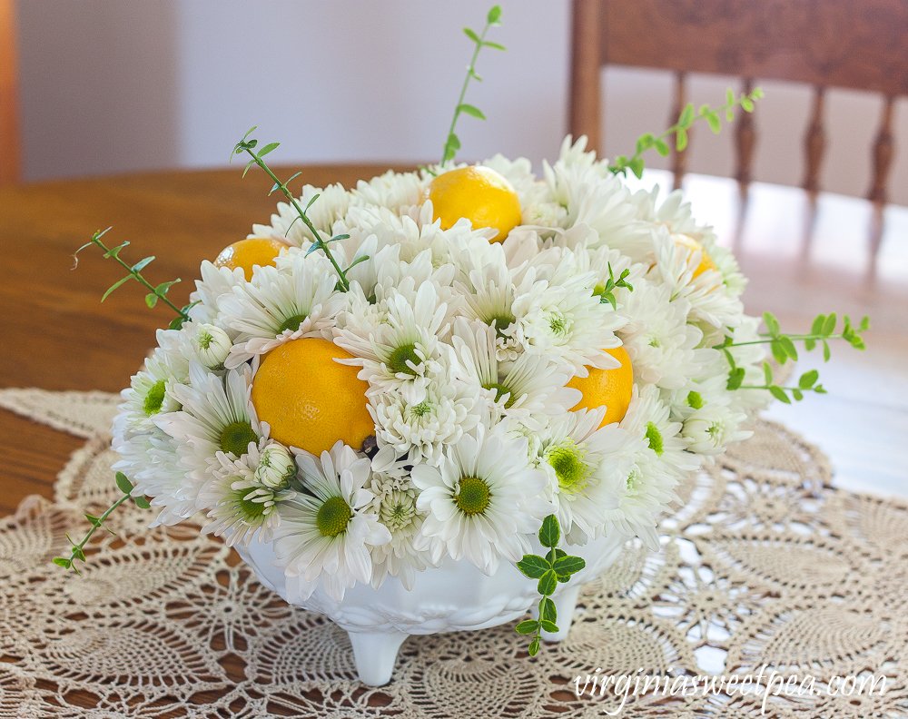 Flowers in a footed bowl