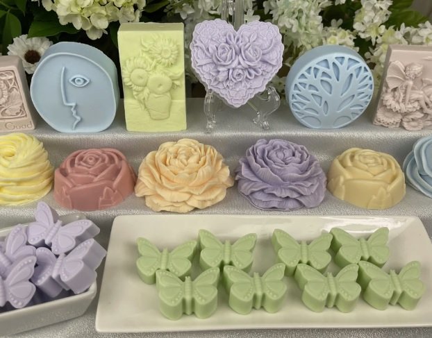 Decorative soaps for bowl filler orbs