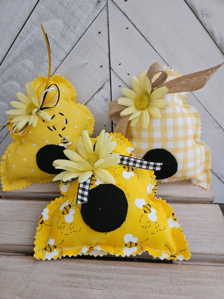 Handmade Fabric Plush Beehives, Tiered Tray Decor, and Bowl Filler orbs