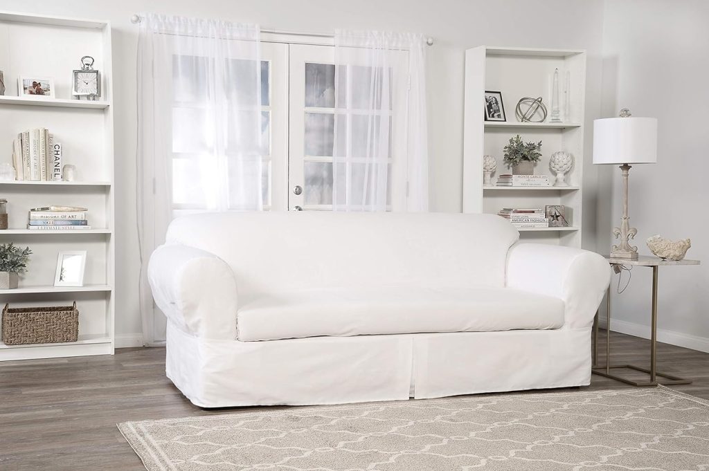 coastal white couch slip cover