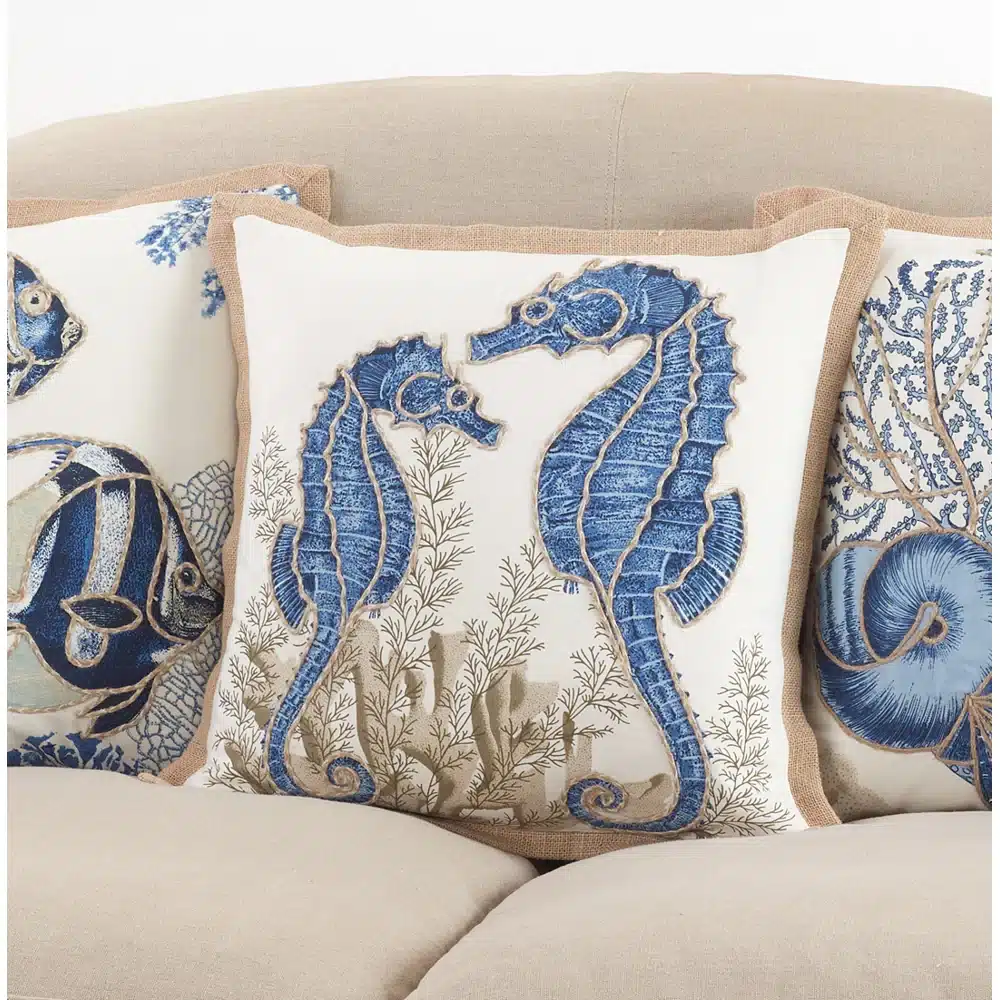 textured seahorse throw pillows