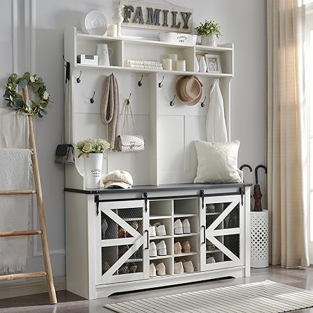 entryway organizer hall tree White