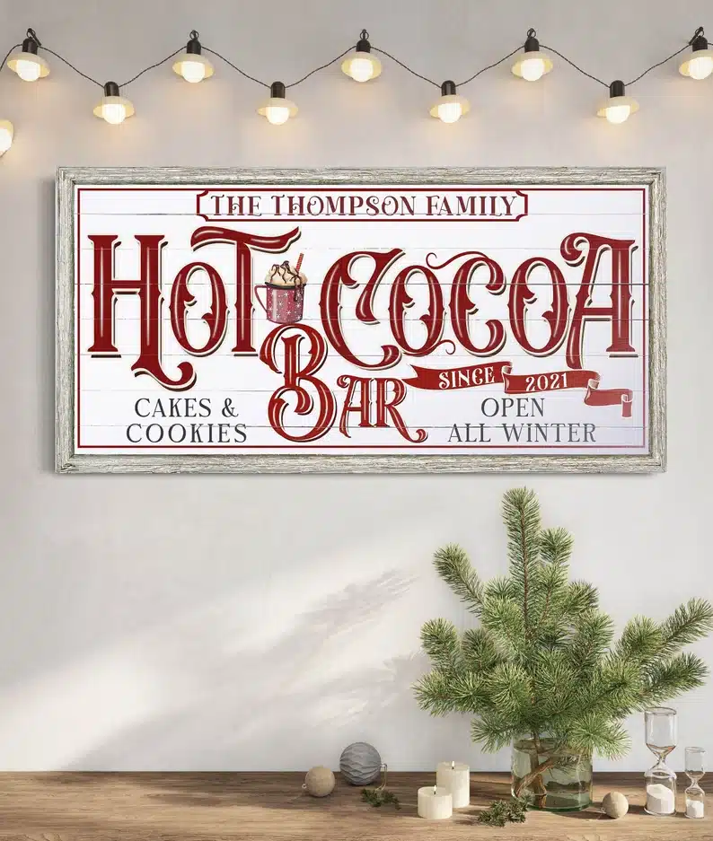 Hot cocoa bar signs