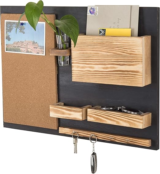 mail organizer with cork board