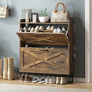 Farmhouse Shoe Storage Cabinet for organizing your entryway