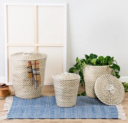 boho storage baskets with lids