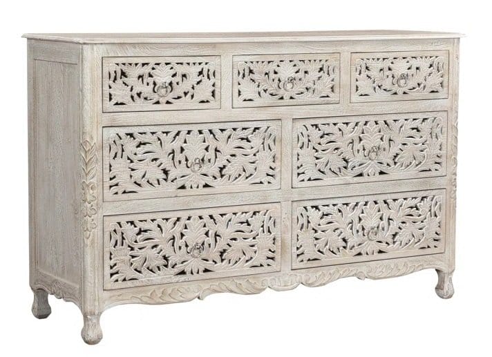 White Dresser With Carved Fronts