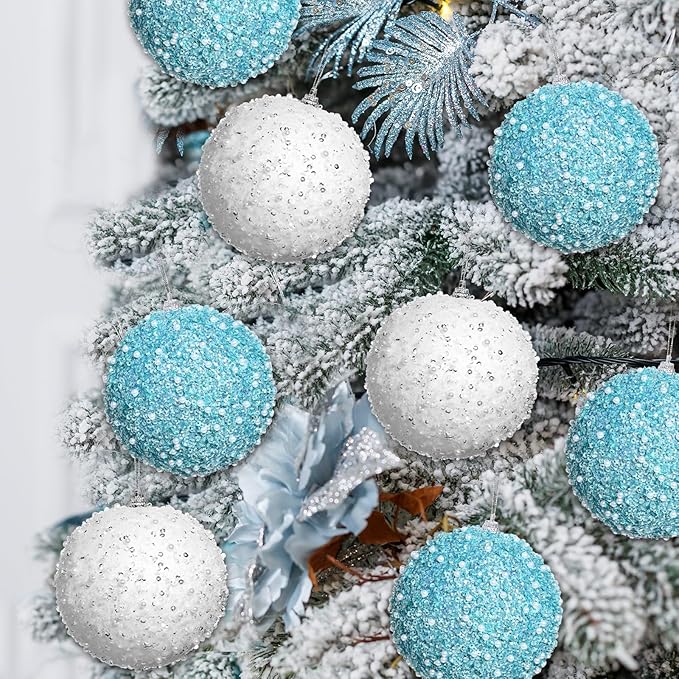 decorate a blue Christmas tree