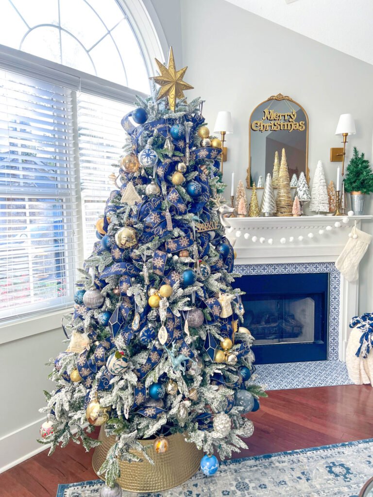 Gold and blue christmas tree