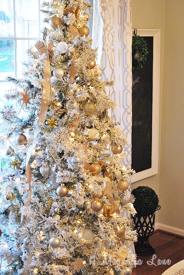 Flocked Christmas Tree with Gold