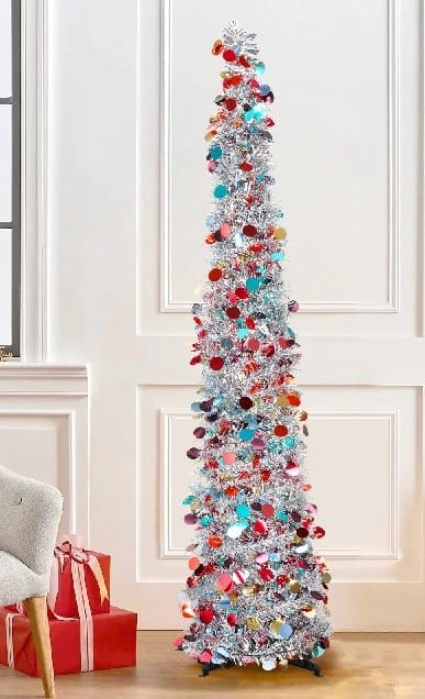 pencil tinsel christmas tree