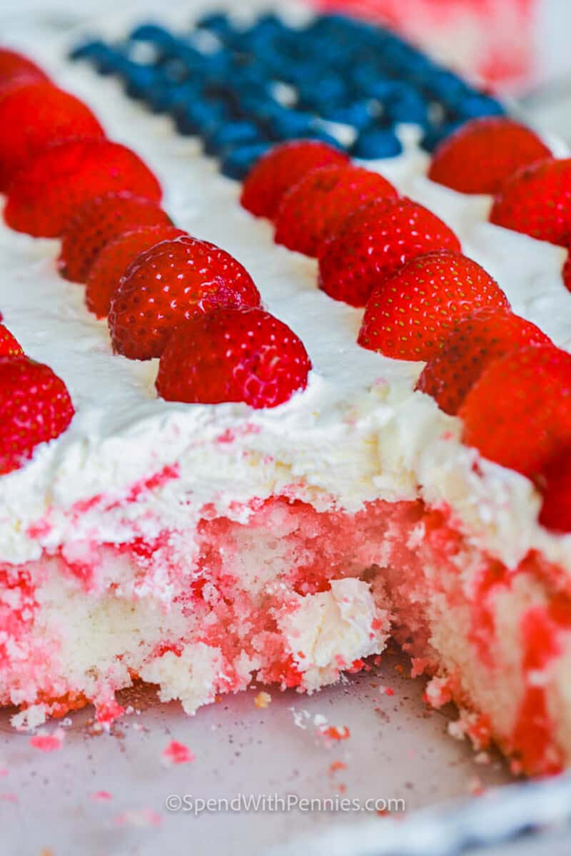 Flag Cake with Cheesecake Topping